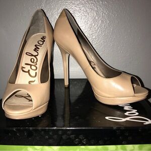 Sam Edelman Ella pump Women's Tan Peep Toe Heels